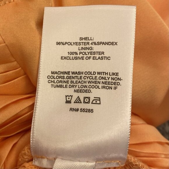 Express Women's Satin V-Bar Puff Sleeve Ruched Pleated Top Apricot Sz XS NWT $58 - Picture 16 of 16